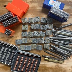 Vintage Metal Letter Stamping Set - Alphabet Stamps letter numbers handles